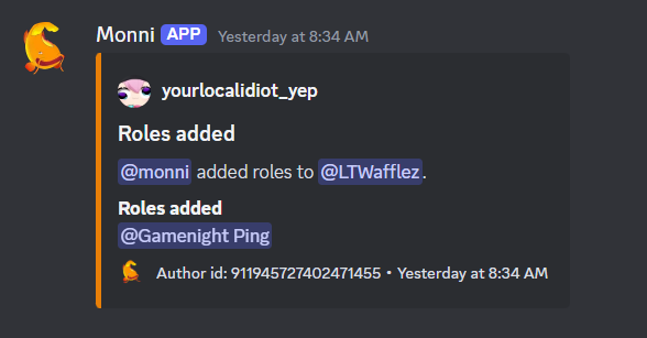 Monni's full chat logging system